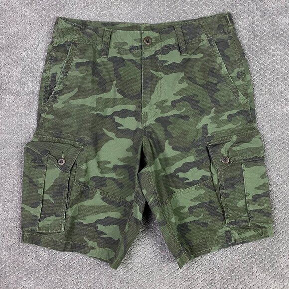 American Eagle Classic Camo Cargo Shorts Men's 33 Green Ripstop - Picture 1 of 12